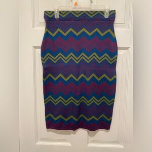 Ashley Stewart Blue and Green Knee-Length Pencil Skirt